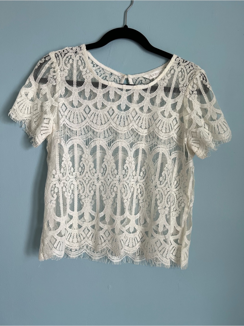 Decree Ivory Lace Short Sleeve Blouse